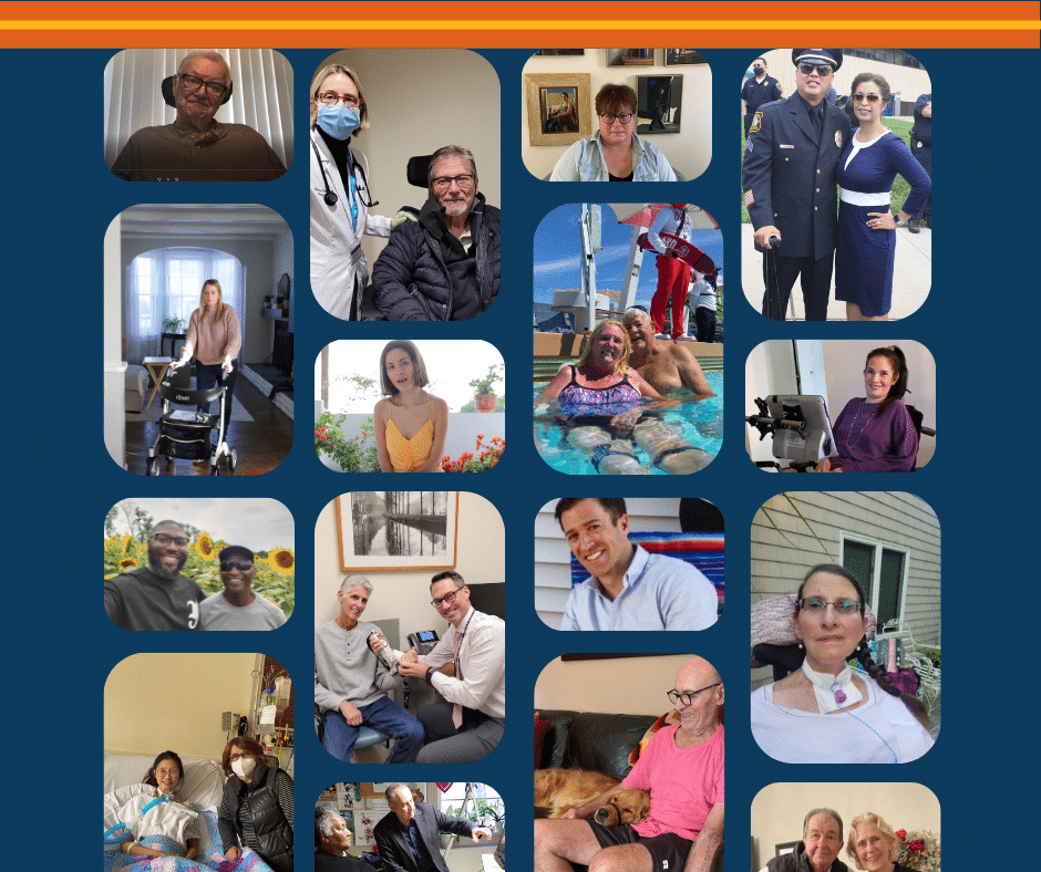 Collage of photos of people with ALS